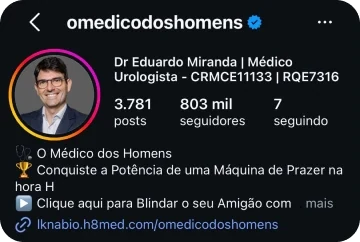 Instagram @omedicodoshomens: 803 mil seguidores